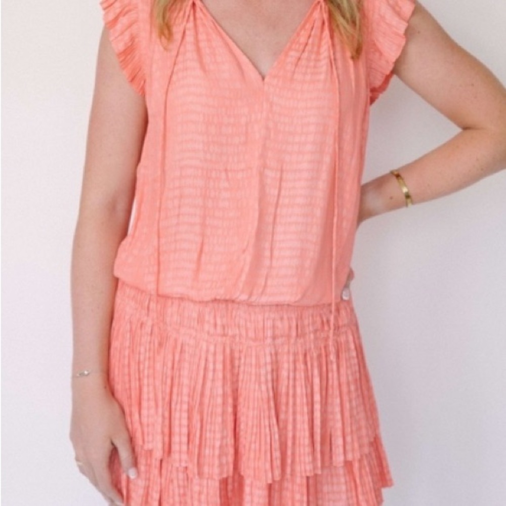 Curren Air Peach Ruffled Sleeveless Dress